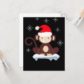 Niedlicher Affe im Schnee, fröhliche Weihnachten Karte (Vorderseite/Rückseite Beispiel)
