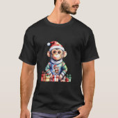 Niedlicher Affe in der Weihnachtsmannmütze Weihnac T-Shirt (Vorderseite)