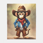 Niedlicher Affe in einem Cowboykostüm Fleecedecke (Vorderseite)