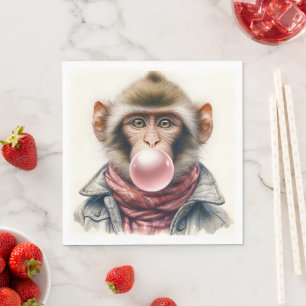 Niedlicher Affe in Scarf und Jacket Serviette