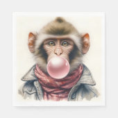 Niedlicher Affe in Scarf und Jacket Serviette (Vorderseite)