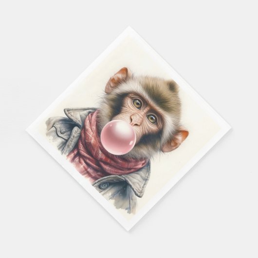 Niedlicher Affe in Scarf und Jacket Serviette (Ecke)