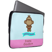 Niedlicher Affe-Individuelle Name Laptopschutzhülle (Vorne Rechts)