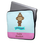 Niedlicher Affe-Individuelle Name Laptopschutzhülle (Vorderseite Links)