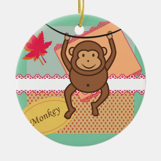Niedlicher Affe Keramik Ornament (Vorne)