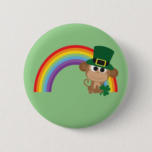 Niedlicher Affe Leprechaun Button (Vorderseite)