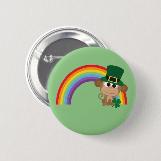 Niedlicher Affe Leprechaun Button (Vorne & Hinten)