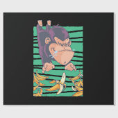 Niedlicher Affe mit Bananen Geschenkpapier (Flach)