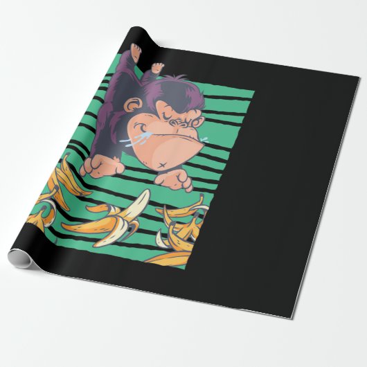 Niedlicher Affe mit Bananen Geschenkpapier (Ungerollt)
