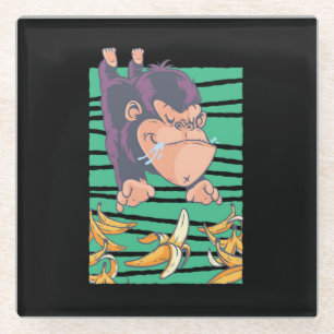 Niedlicher Affe mit Bananen Glasuntersetzer