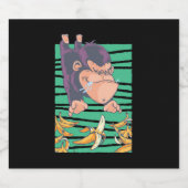 Niedlicher Affe mit Bananen Schaumweinetikett (Einzelnes Label)