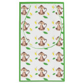 Niedlicher Affe mit Bananenschalen-Muster grün Kleine Geschenktüte (Rückseite)