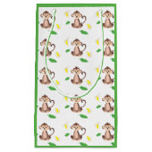 Niedlicher Affe mit Bananenschalen-Muster grün Kleine Geschenktüte (Vorderseite)