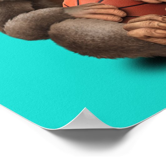Niedlicher Affe mit Basketball Poster (Ecke)