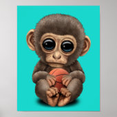 Niedlicher Affe mit Basketball Poster (Vorne)