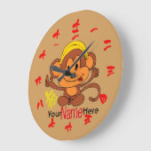 Niedlicher Affe mit chinesischen Zahlen und Zeiche Große Wanduhr (Winkel)