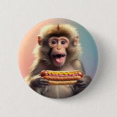 Niedlicher Affe mit Hotdog Button (Vorderseite)