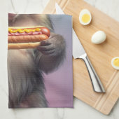 Niedlicher Affe mit Hotdog Geschirrtuch (Viertel Falte)