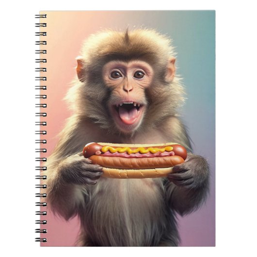 Niedlicher Affe mit Hotdog Notizblock (Vorderseite)