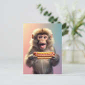 Niedlicher Affe mit Hotdog Postkarte (Stehend Vorderseite)