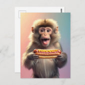 Niedlicher Affe mit Hotdog Postkarte (Vorne/Hinten)