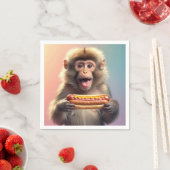 Niedlicher Affe mit Hotdog Serviette (Beispiel)