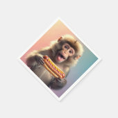 Niedlicher Affe mit Hotdog Serviette (Ecke)