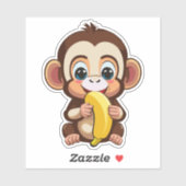 Niedlicher Affe mit seiner Lieblingsmahlbanane Aufkleber (Blatt)