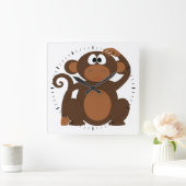 Niedlicher Affe Quadratische Wanduhr (Zuhause)