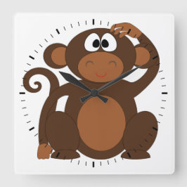 Niedlicher Affe Quadratische Wanduhr