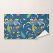 Niedlicher Affe und Bananen im Baummuster Badhandtuch Set (Handtuch)