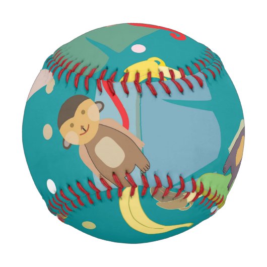 Niedlicher Affe und Bananen im Baummuster Baseball (Rückseite)