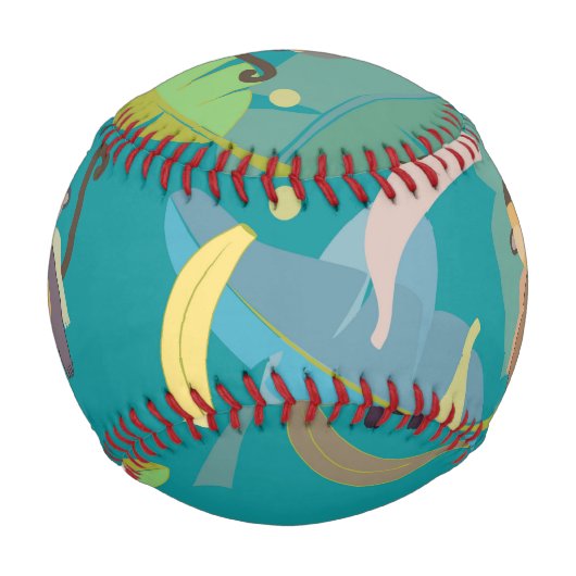 Niedlicher Affe und Bananen im Baummuster Baseball (Vorderseite)