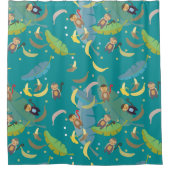 Niedlicher Affe und Bananen im Baummuster Duschvorhang (Vorderseite)