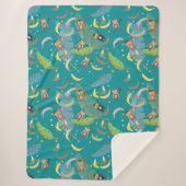 Niedlicher Affe und Bananen im Baummuster Sherpadecke (Vorderseite)