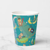 Niedlicher Affe und Bananen im Baummuster zum Gebu Pappbecher (Rückseite)