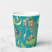 Niedlicher Affe und Bananen im Baummuster zum Gebu Pappbecher (Rechts)