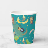 Niedlicher Affe und Bananen im Baummuster zum Gebu Pappbecher (Vorderseite)