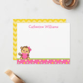 Niedlicher Affe Vielen Dank Mitteilungskarte (Vorderseite/Rückseite Beispiel)