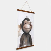 Niedlicher Affe Wandteppich Mit Holzrahmen (Gewinkelt)