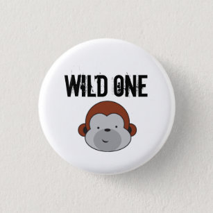 Niedlicher Affe Wild eine Safari Geburtstagsparty Button