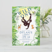 Niedlicher Affe Wild One Jungle Safari Junge 1. Ge Einladung (Stehend Vorderseite)