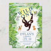 Niedlicher Affe Wild One Jungle Safari Junge 1. Ge Einladung (Vorne/Hinten)