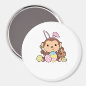Niedlicher Affe zu Ostern mit Ostereiern als Oster Magnet (Vorderseite/Rückseite)