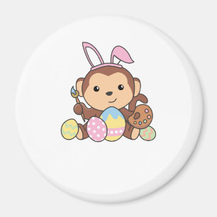 Niedlicher Affe zu Ostern mit Ostereiern als Oster Magnet