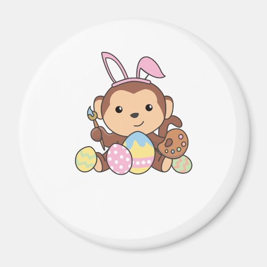 Niedlicher Affe zu Ostern mit Ostereiern als Oster Magnet (Vorne)