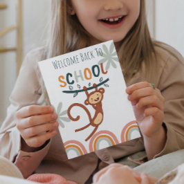 Niedlicher Affe zurück zur Schule Feiertagskarte