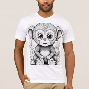 Niedlicher Affen-Farbseiten-T - Shirt für Kleinkin