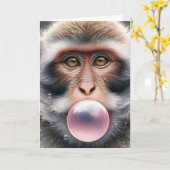 Niedlicher Affenblasen Blasen Blase Gum Blank Karte (Gelbe Blume)