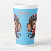 Niedlicher Affenfußballspieler Milchtasse (Vorderseite)